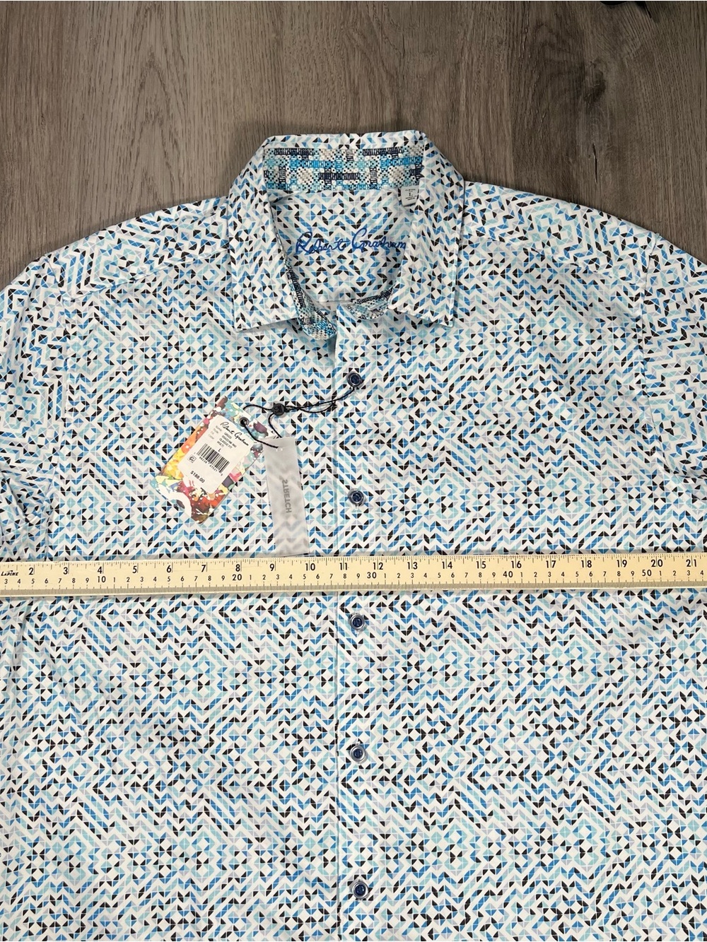ROBERT GRAHAM Greco Shirt Mens L Multi Blue RS6224M-960 Mosaic Stretch Classic - Picture 7 of 7
